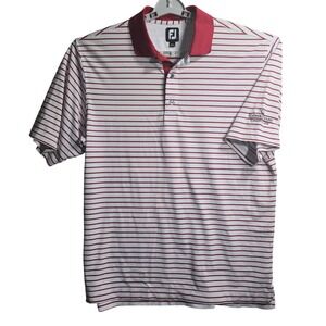 FootJoy Golf Polo **Feather Sound Club Logo** Striped Athletic Fit‎ Shirt Size L